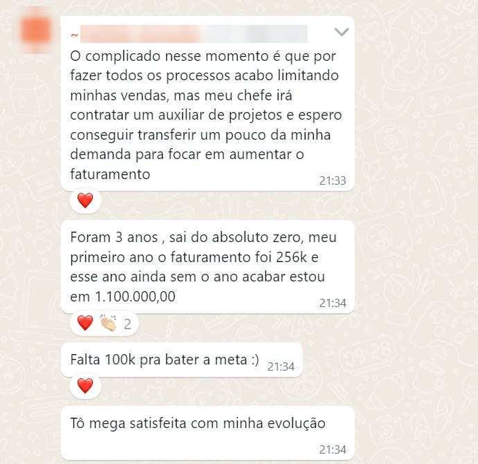 Print do depoimento de Nathália